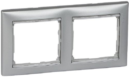 Рамка горизонтальная Legrand Valena 2-м. алюминий/серебряный штрих картинка